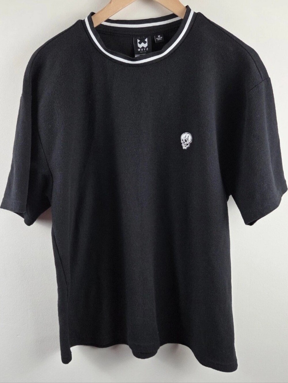 Wxyz Mfg Co Shirt Mens Medium Black Short Sleeve T Shirt Skull Embroidery